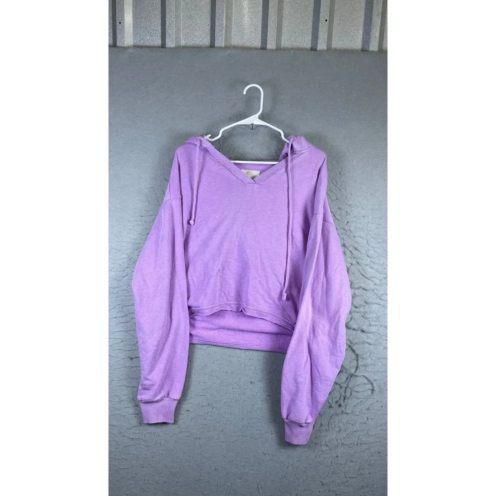 American Eagle Hoodie Men XL Purple Cropped V-Neck French Terry Sweatshirt